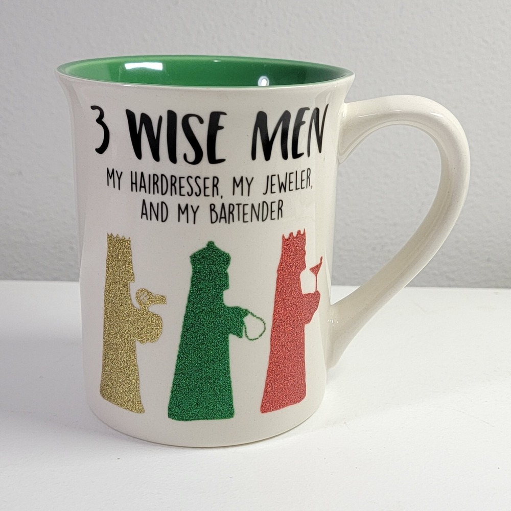 Our Name is Mud Three Wise Men Glitter Coffee Mug 16 Oz Christmas‎ Bartender